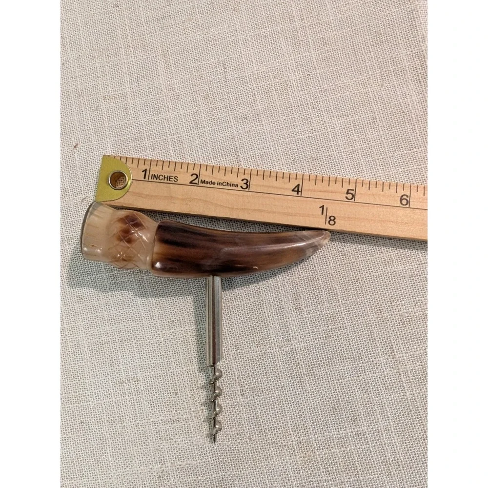 Horn Handle Animal Shape Corkscrew Barware Vintage Decorative